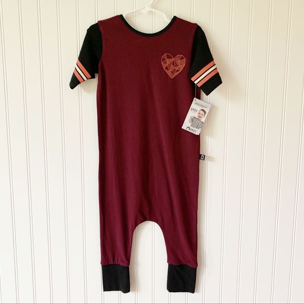 Rags To Raches Geo Heart Maroon Romper NWT - Picture 1 of 3